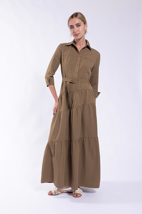 LATITUDE DIAGINAL TIERED MAXI DRESS