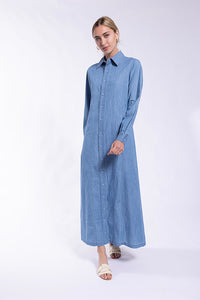LATITUDE DENIM MIDI SHIRTDRESS