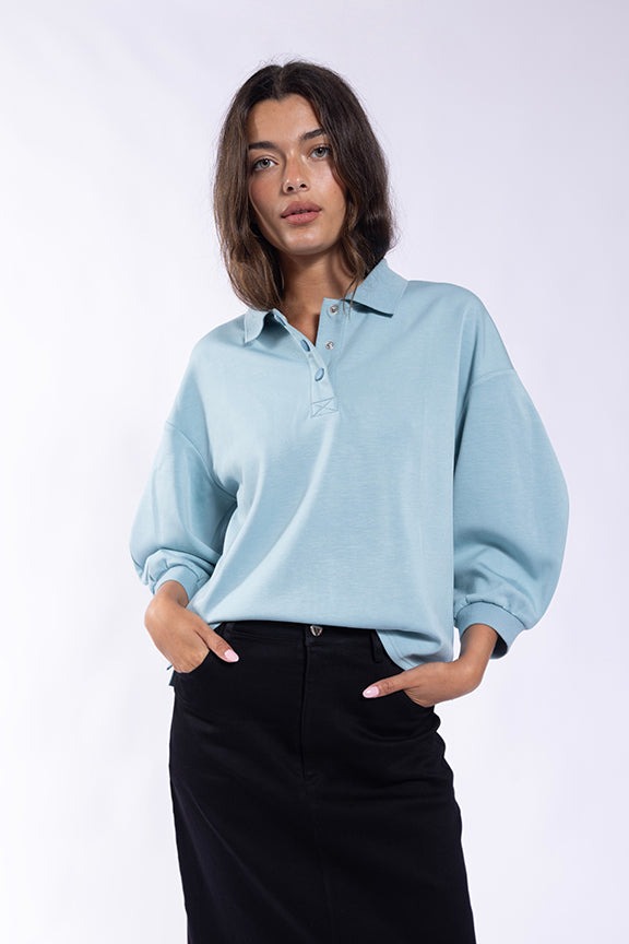 LATITUDE POLO JERSEY w/ BALLOON SLEEVE