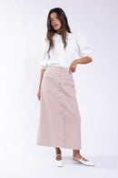 LATITUDE GOLD BUTTON STRAIGHT SKIRT