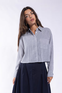LATITUDE CROPPED STRIPE BLOUSE