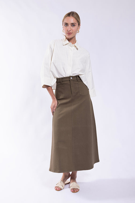 LATITUDE PINSTRIPE RELAXED BLOUSE