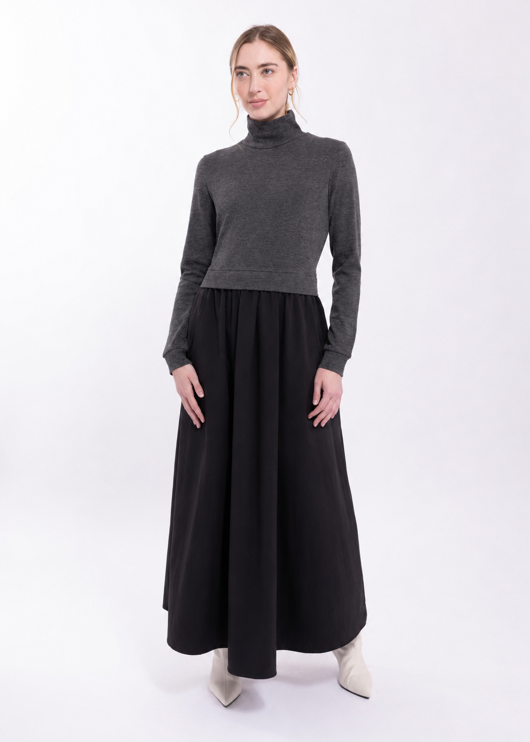 LATITUDE COMBO TURTLENECK DRESS