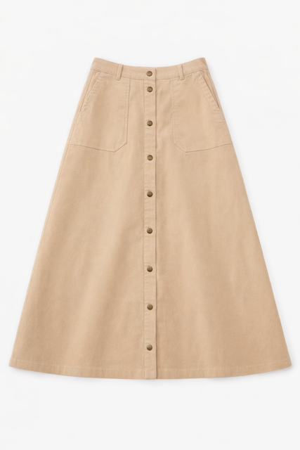LATITUDE CORDUROY FRONT SNAP SKIRT