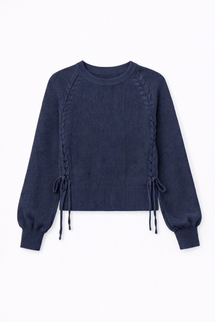 LATITUDE BRAIDED KNIT SWEATER