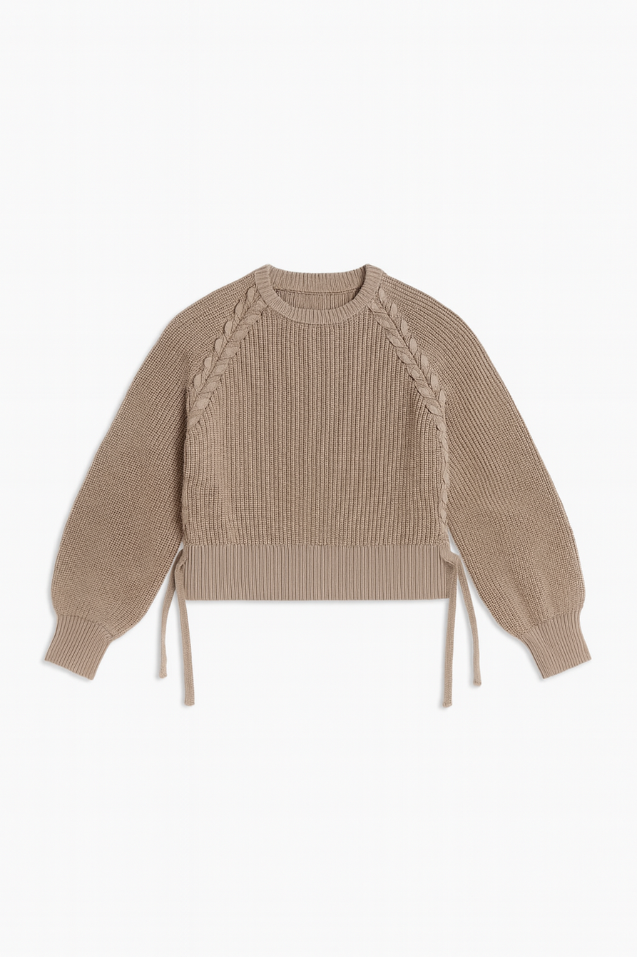 LATITUDE BRAIDED KNIT SWEATER