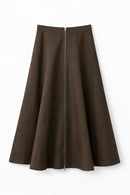 LATITUDE ZIP FRONT MIDI SKIRT