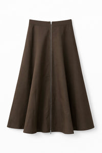 LATITUDE ZIP FRONT MIDI SKIRT