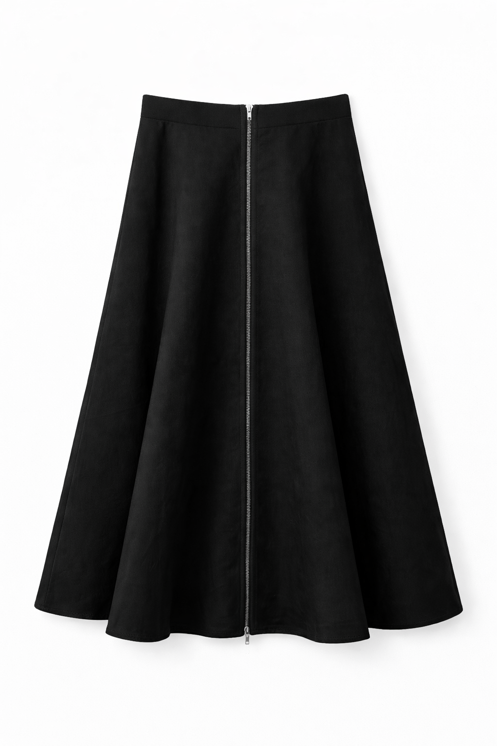 LATITUDE ZIP FRONT MIDI SKIRT