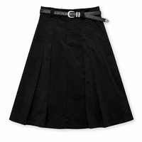 LATITUDE CORDUROY BELTED KNEE LENGTH SKIRT