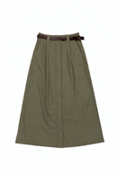 LATITUDE BELTED FRONT BUTTON SKIRT