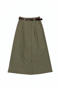 LATITUDE BELTED FRONT BUTTON SKIRT