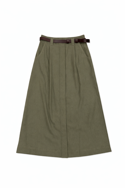 LATITUDE BELTED FRONT BUTTON SKIRT