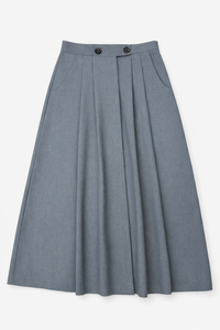 LATITUDE DOUBLE-PLEATED MIDI SKIRT