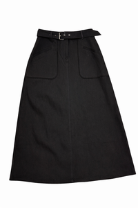 LATITUDE BELTED WELT POCKET DENIM SKIRT