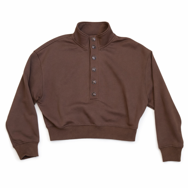 LATITUDE CROPPED SWEATSHIRT W/ POPOVER PLACKET