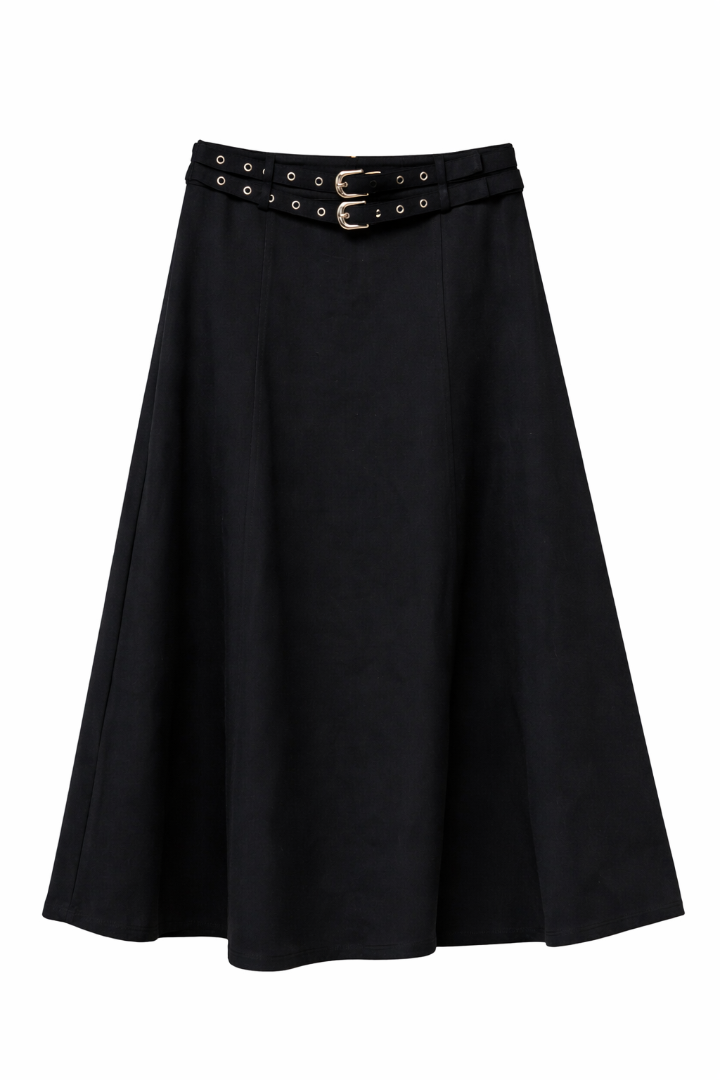 LATITUDE DOUBLE BELT DENIM SKIRT