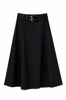 LATITUDE DOUBLE BELT DENIM SKIRT