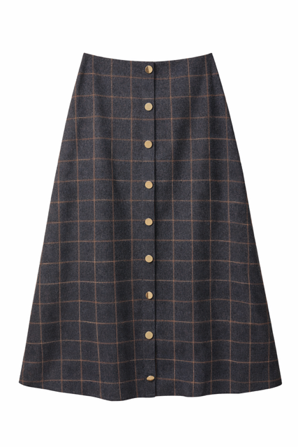 LATITUDE FRONT BUTTON GRID SKIRT