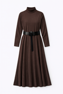 LATITUDE BELTED MOCKNECK MAXI DRESS