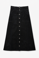 LATITUDE CORDUROY MIDI SKIRT W/ FRONT PATCH POCKETS