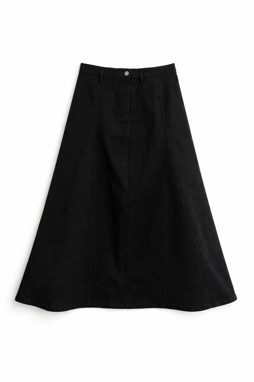LATITUDE SIDE LAPPED ZIPPER SKIRT W/ GODETS