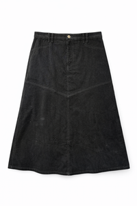LATITUDE V YOKE CORDUROY MIDI SKIRT