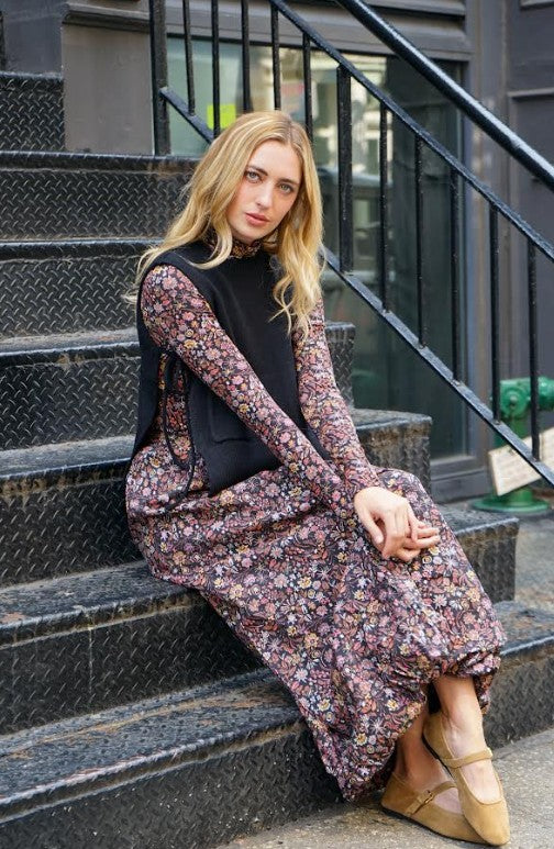 Latitude Printed Waisted Midi Skirt