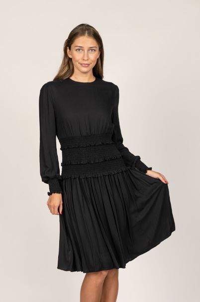 MAUVE SMOCKED CUFF AND WAIST LBD