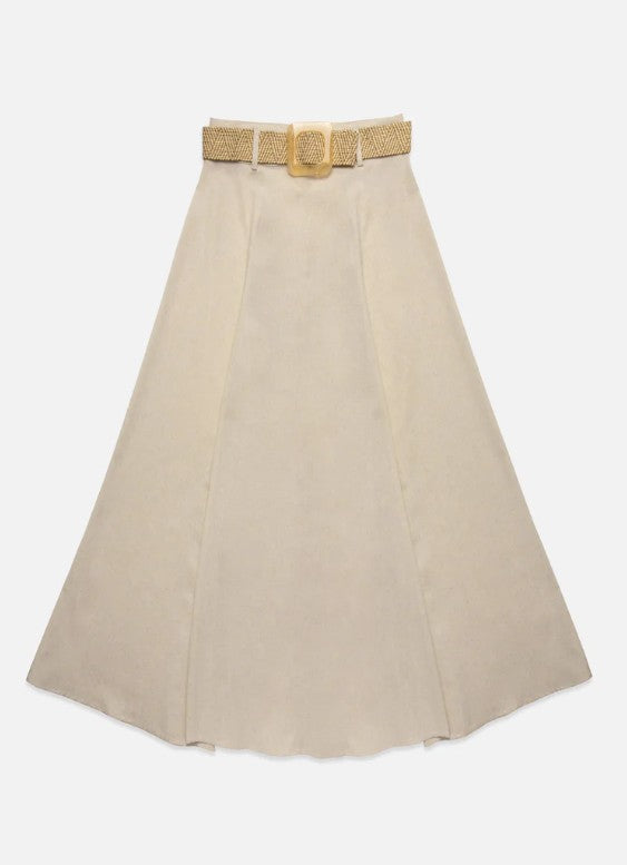 DELUC LINEN BELTED SKIRT