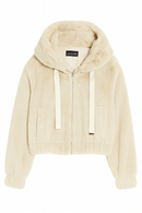 LOVE TOKEN HOODED FUR ZIP COAT