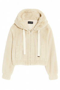 LOVE TOKEN HOODED FUR ZIP COAT