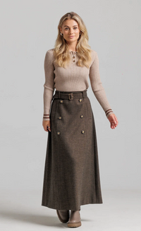 LOUP DOUBLE BREASTED  WOOL TRENCH SKIRT