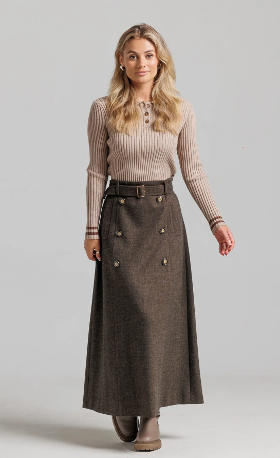LOUP DOUBLE BREASTED  WOOL TRENCH SKIRT