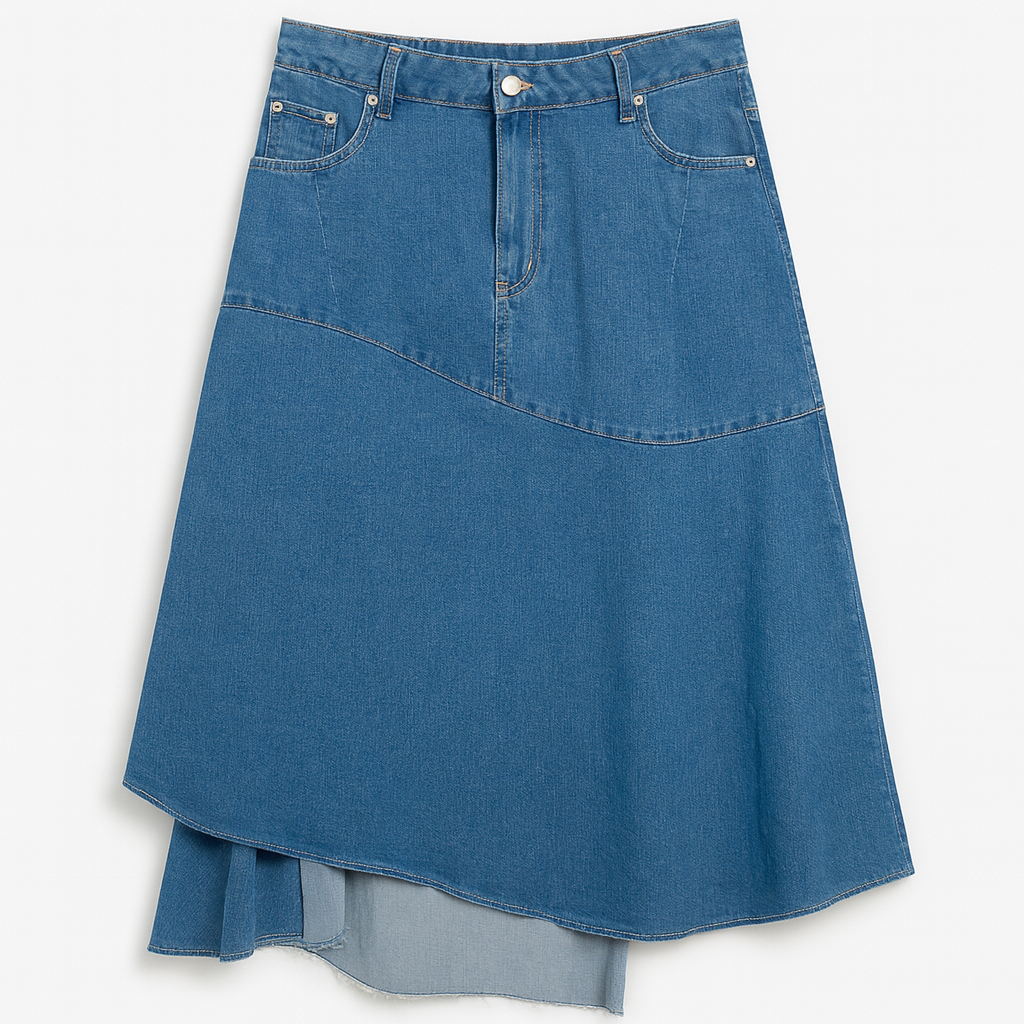 LUNELLA ASYMMETRICAL DENIM SKIRT