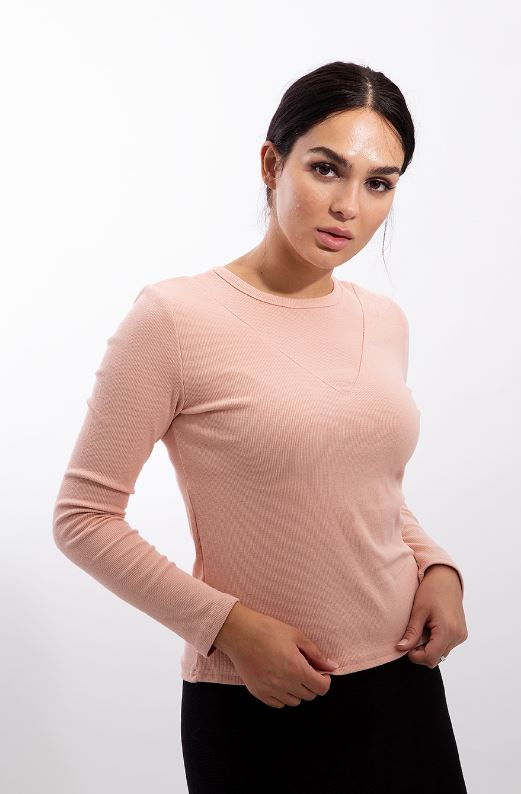 MONN V DETAILED RIBBED TEE
