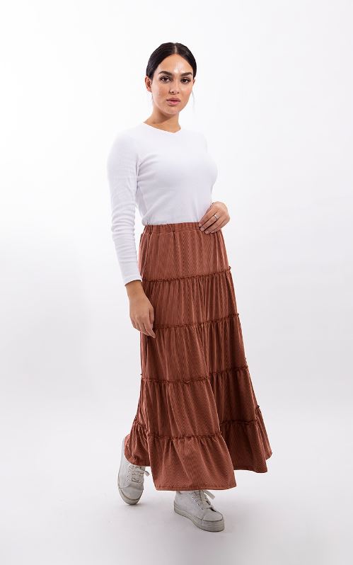 MONN RUFFLE EDGE TIERED MAXI SKIRT