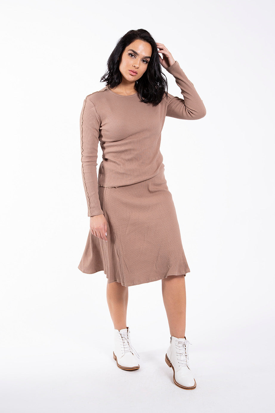 MONN RUFFLE EDGE RIBBED TOP