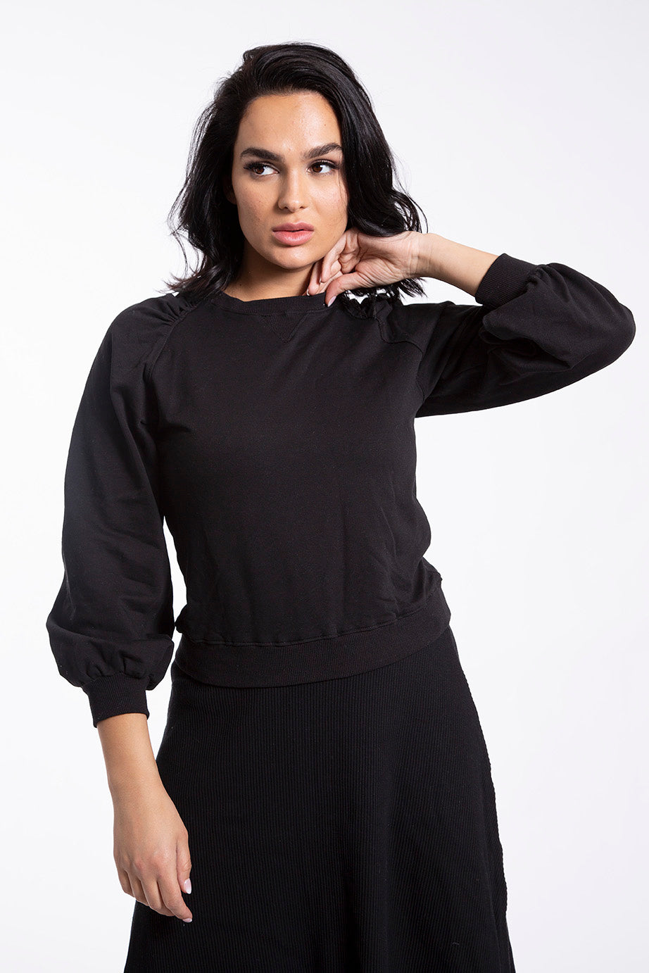 MONN RUCHED SHOULDER SWEATER