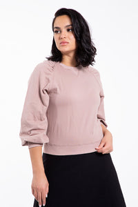 MONN RUCHED SHOULDER SWEATER