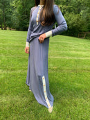 MONN COLORBLOCK MOCK SLIT BUTTON MAXI SKIRT