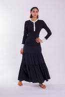 MONN COLORBLOCK MOCK SLIT BUTTON MAXI SKIRT