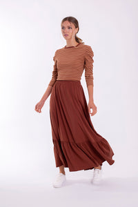 MONN STRIPED SQUARE NECK TEE
