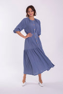 MONN GAUZE TEXTURED BUTTON MIDI SKIRT