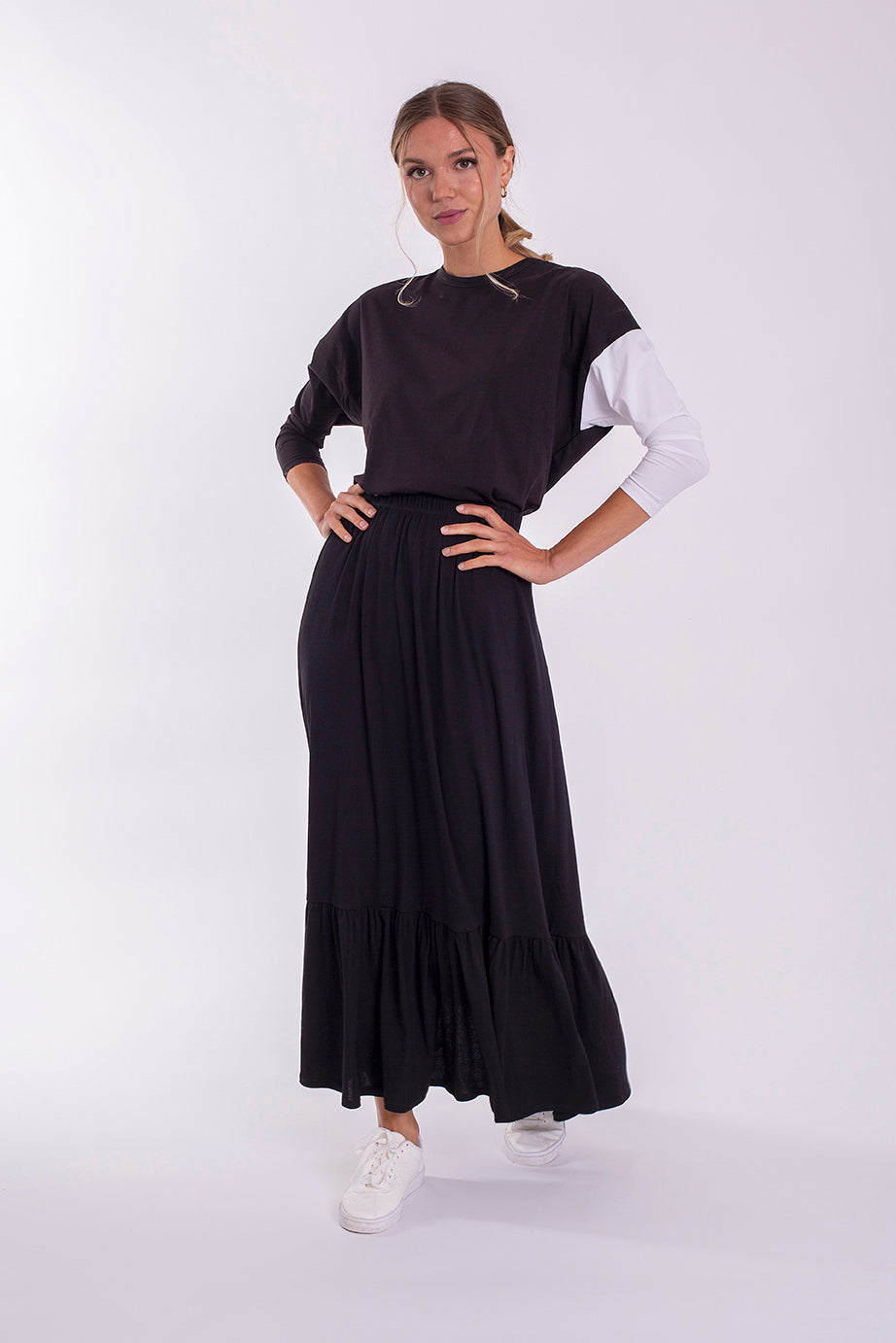 MONN CONTRAST SLEEVE DOLMAN TOP