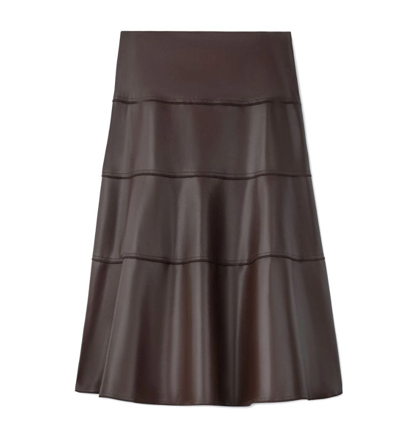 IN:05 TIERED LEATHER SKIRT