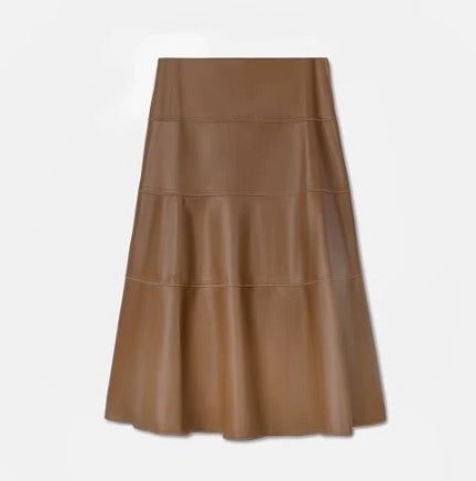 IN:05 TIERED LEATHER SKIRT