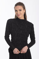 MONN MESH FLORAL MOCKNECK