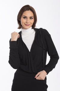 MONN RIBBED CROSSOVER HOODIE