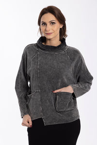 MONN WASHED ASYMMETRIC SWEATSHIRT